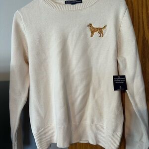Kiel James Patrick Cream Sweater with Embroidered Dog